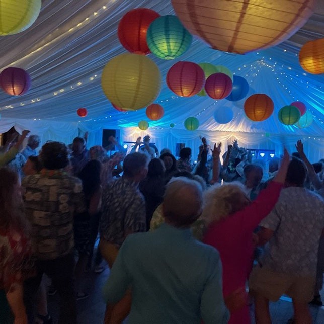 Evening party in a hired marquee